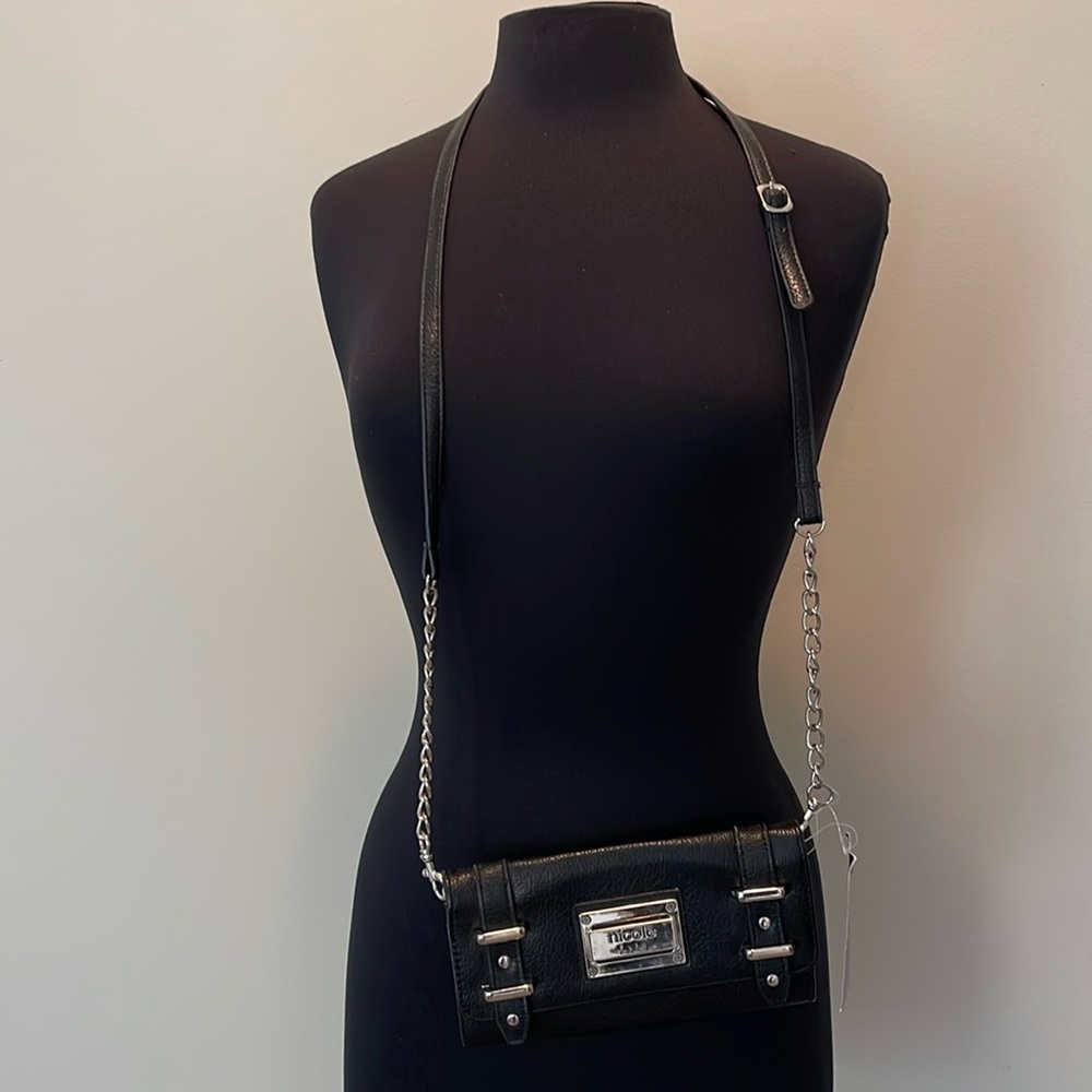 New! Nicole Miller Faux Leather Crossbody Shoulder Clutch